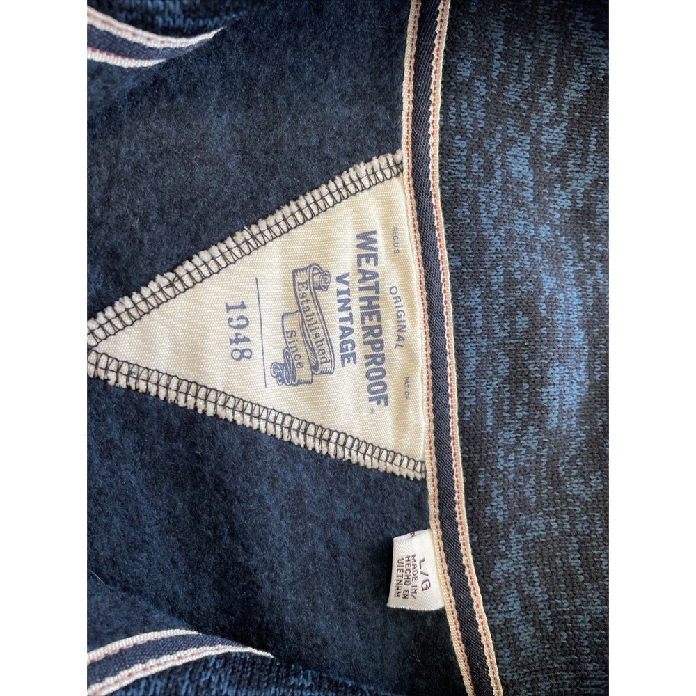 Weatherproof Vintage Men's Long Sleeve Blue Henley‎ Large Sweater